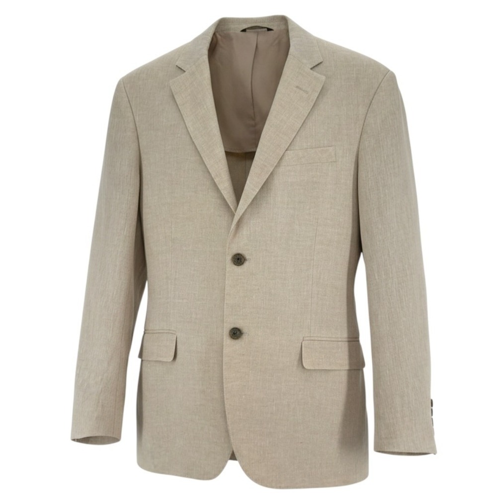 Tasso Elba Men's Linen Blazer Sport Coat Large Beige Tan Summer Casual Jacket